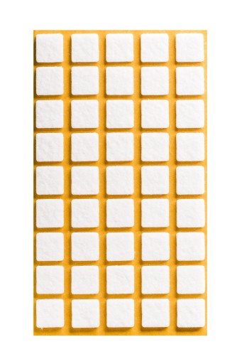 Samolepiace plstené podložky pod štvorcový nábytok – BIELE 14x14mm