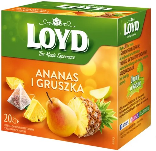 Ovocný čaj v pyramídach Loyd ananás a hruška 20 ks