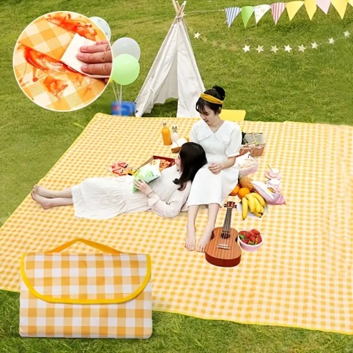 PLÁŽOVÁ PIKNIKOVÁ DEKA VODEODOLNÁ DEKA VEĽKÁ S PRENOSNÝM POUZDROM 200x200cm