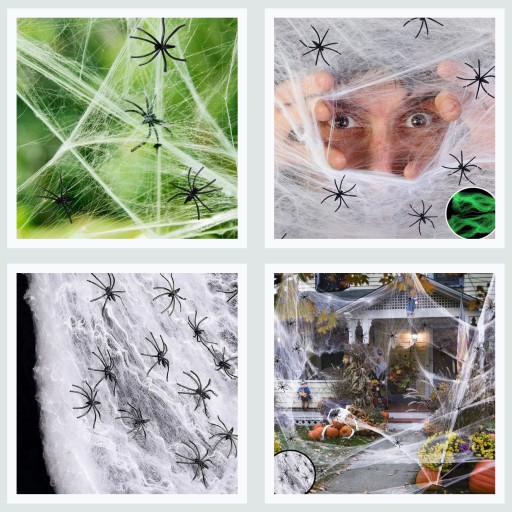 SPIDER WEB BIELA OZDOBA HALLOWEENSKÉ DEKORÁCIE + PAVÚKY