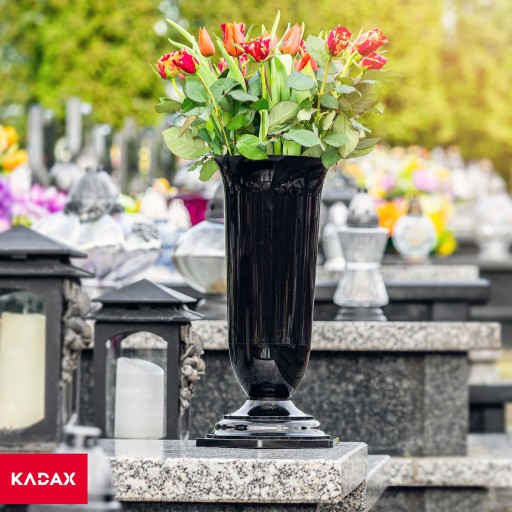 VÁZA NA HODNOTY NA CINTORÍNSKÝ NÁHROB ČIERNA 37cm