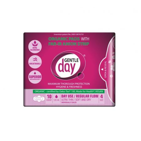 GENTLE DAY Ekologické hygienické vložky na deň, 10 kusov