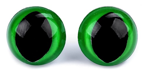 Oči pre hračky maskota 14 mm zelené - 1 pár