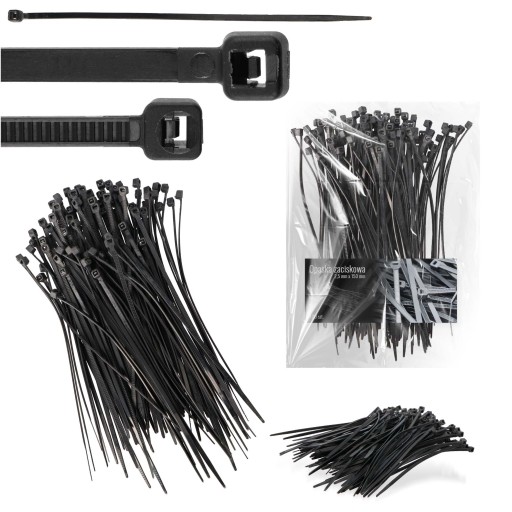 100x sťahovacie pásky Káblové pásky Zipsy 2,5 x 150 mm Silné UV sťahovacie pásky
