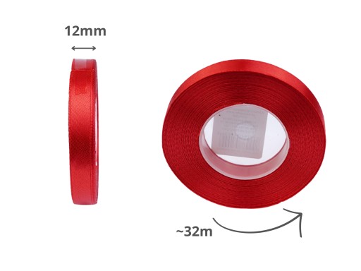 STUHA ČERVENÁ ÚZKA SATÉNOVÁ 12mm 32m
