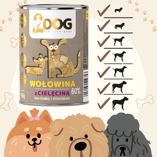 Mokré krmivo pre psov HOVÄDZIE + TEĽACIE 400g MONOPROTEIN HYPOALLERGENIC