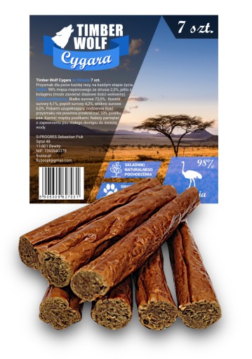 Cigary Timber Wolf Pštros 7 ks 98% mäso