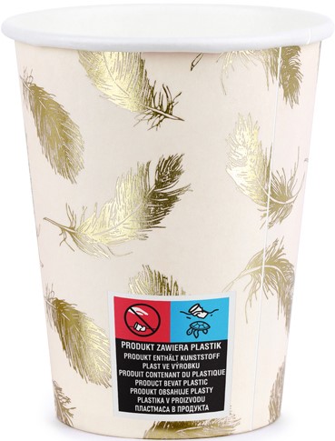 LOVELY LABUŤ PAPIEROVÝ POHÁR ZLATÉ PERIE 6 ks 260ml 6 ks NARODENINY