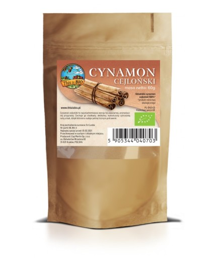 100% bio CEYLÓNSKA ŠKORICA 60g Toto je BIO