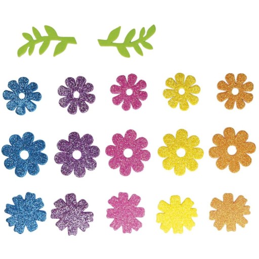 JARNÉ NÁLEPKY FLOWERS LEAVES trblietky MIX