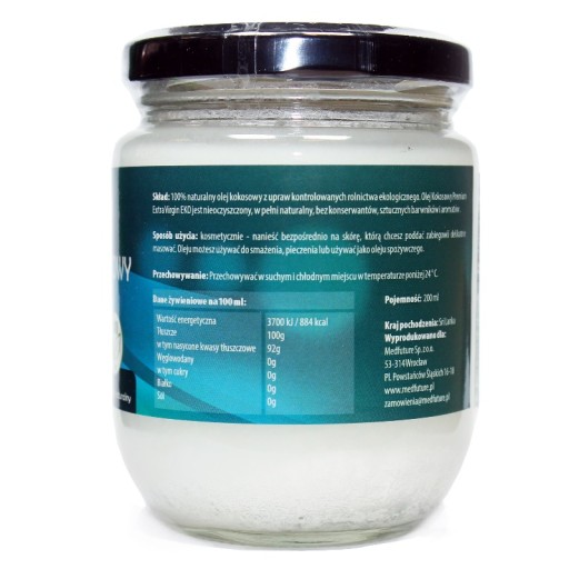 NERAFINOVANÝ EXTRA PANENSKÝ BIO KOKOSOVÝ OLEJ 200ml