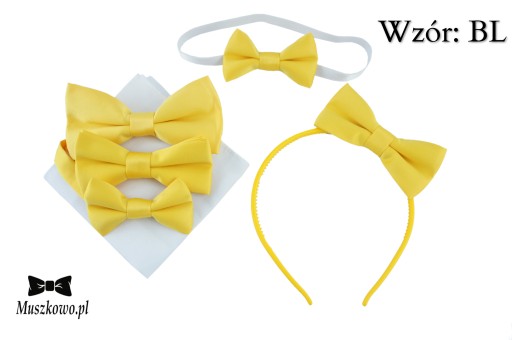 Elegantná, hladká, polomatná čelenka s mašľou, ŽLTÁ