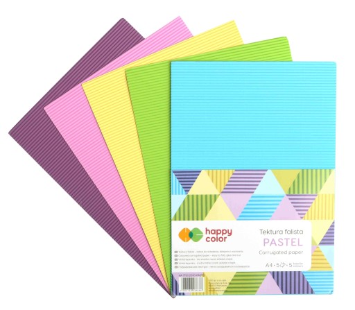 Vlnitá lepenka PASTEL A4 5 farieb HAPPY COLOR