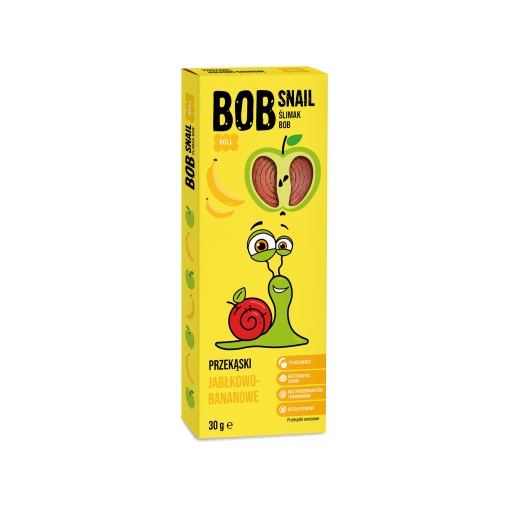 Jablkovo banánová pochúťka bez pridaného cukru 30g BOB SNAIL