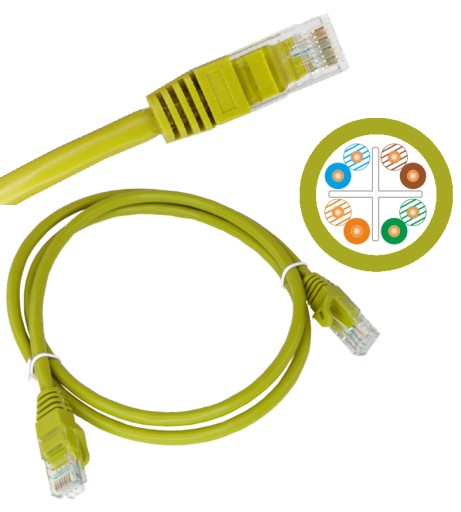 Sieťový kábel RJ45 U/UTP, kat. 6, žltý, 3 m, 1 kus