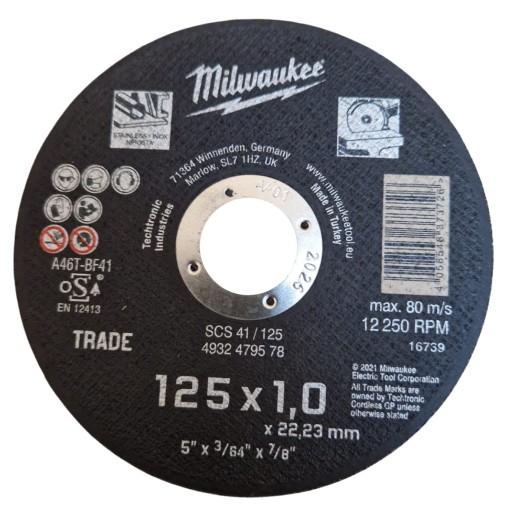 MILWAUKEE KOVOVÉ REZNÉ KOTÚČE 125X1 1 ks