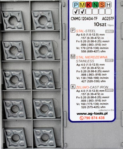 VIACLAPEĽOVÉ VLOŽKY CNMG 120404 TF AG25TF