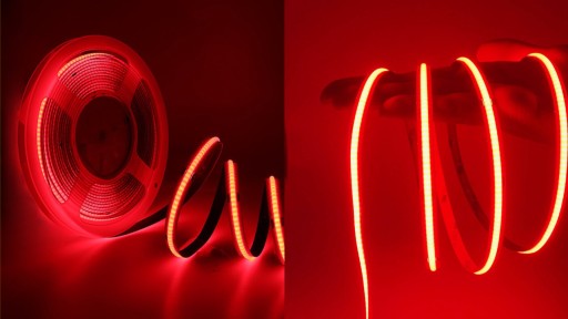 Neónový COB LED pás 12V ČERVENÝ 1m Homogénny