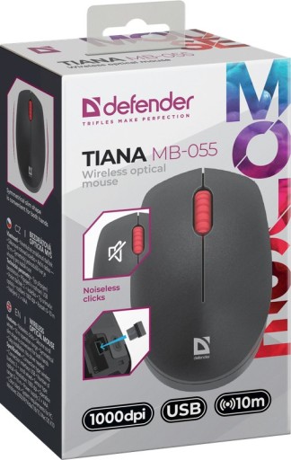 Bezdrôtová myš Defender TIANA MB-055, optická tichá bez kliknutia 1000dpi