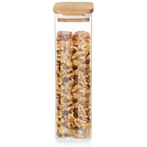 SKLENENÁ BAMBOO kuchynská nádoba na sypké potraviny, 600 ml
