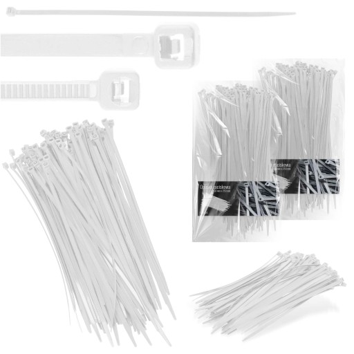 200x sťahovacie pásky Káblové pásky Zipsy 4,8 x 250 mm Silné UV sťahovacie pásky