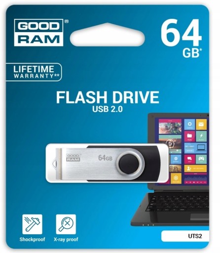 GOODRAM UTS2 64GB USB 2.0 Pendrive čierny