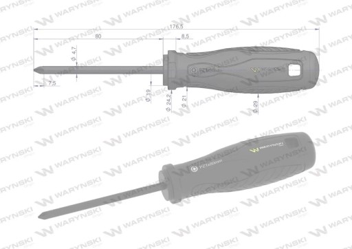 skrutkovač PZ1. 80 mm. SVCM oceľ. Waryński