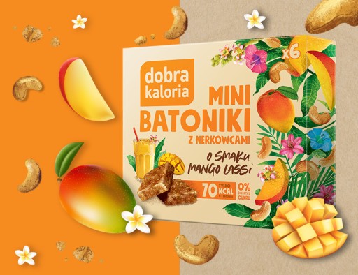 Mini tyčinky s príchuťou MANGO LASSI 102g. DOBRÁ KALÓRIA tyčinka BEZ CUKRU