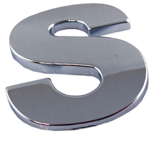 ZNAK PÍSMENO CHROMOVANÉ PÍSMENO S S VEĽKÉ 5,6 cm R5G55