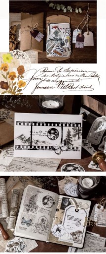 NÁLEPKY PRE PLÁNOVAČ DENNÍKOV SCRAPBOOKING VINTAGE NOTEBOOK ŠKOLSKÉ DEKORATÍVNE