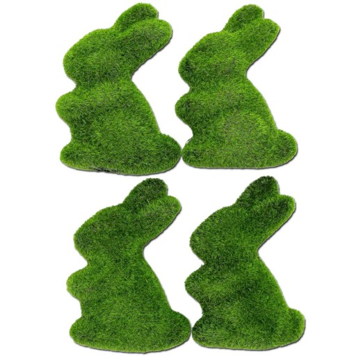 Veľkonočný ZAJÍČIK obrastený trávou Dekorácia ZAJÍCI flocked x4