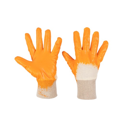 RUKAVICE S NITRILOVÝM POVRCHOM veľkosť 9 S ORANŽOVÝM REBROM