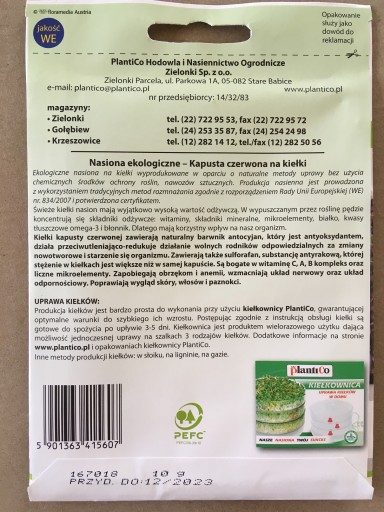 BIO semená klíčkov - Červená kapusta 10g