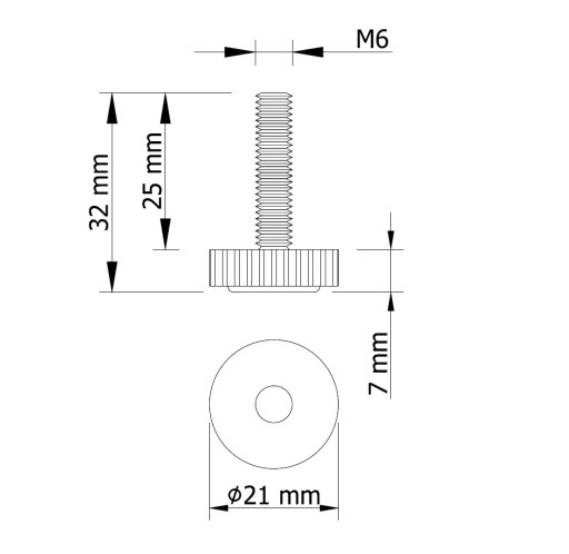 Regulátor hladiny, nábytková nožička, M6 x 25 mm