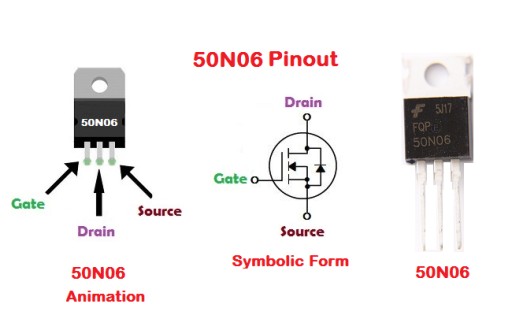 TRANSISTOR 50N06 N-kanálový MOSFET 50A 60V FQP50N06 TO220