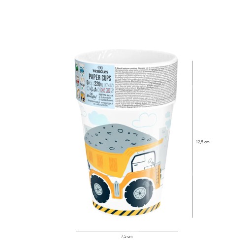 Papierové kelímky CARS CARS 220 ml 6 ks k narodeninám detí