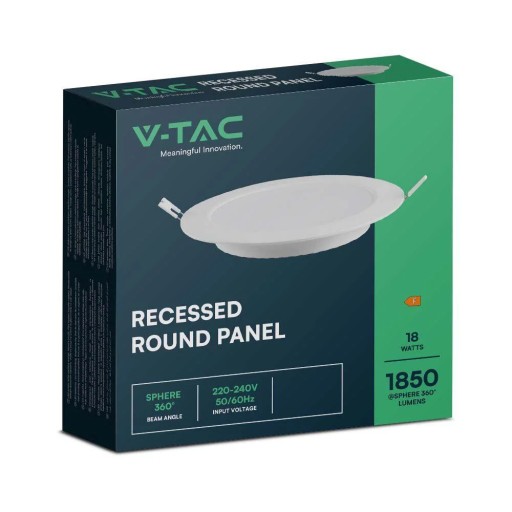 V-TAC LED panelové vstavané prémiové stropné svietidlo 18W okrúhle fi220 VT-61018