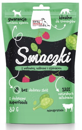 Syta Micha Smaczki s hovädzím mäsom, malinami, špenátom 80 g hovädzieho mäsa