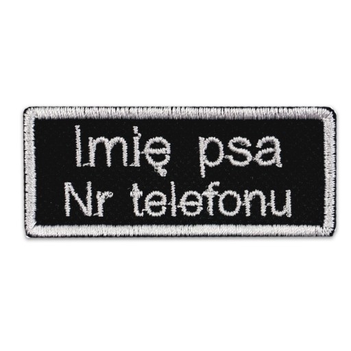 Nášivka s menovkou s telefónnym číslom pre mačku na postroj