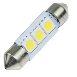 1x BIELA C5W ŽIAROVKA 3 LED 5050 SMD 12V 39 39MM (univerzálna)