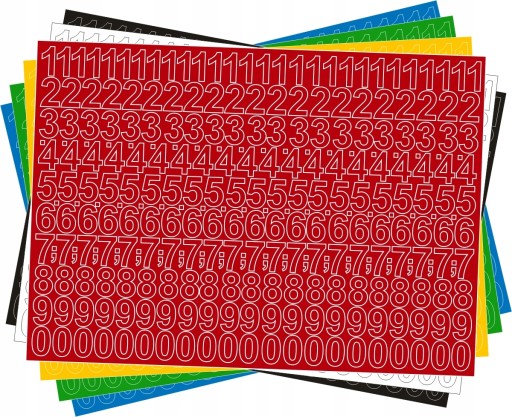 Červené samolepiace čísla, 1,5 cm, hárok s 276 číslicami