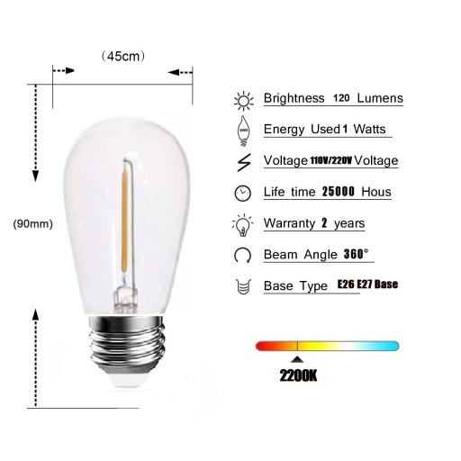Garland žiarovka S14 E27 Dekoratívne LED žiarovky 1W