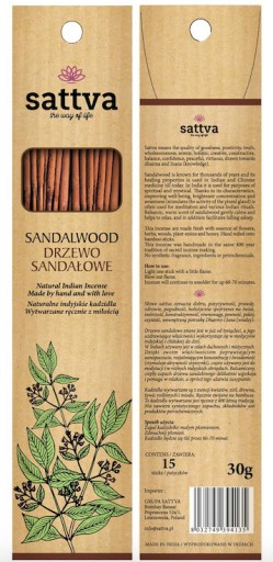 SATTVA INCENSE 30G SANDALWOOD vonné tyčinky