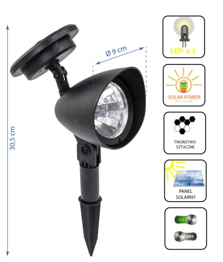 LED SOLÁRNA ZÁHRADNÁ LAMPA S REFLEKTOROM