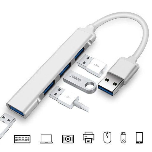 HUB USB 3.0 USB SPLITTER HLINÍKOVÝ USB SPLITTER 4 PORTY 4x USB 4v1
