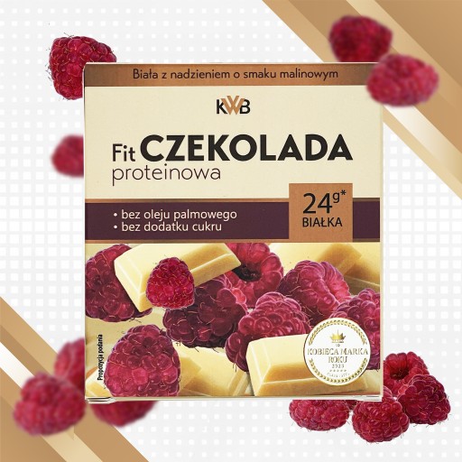 FIT Proteínová čokoláda 80g KWB Biela Malina