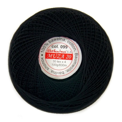 Cordonka MUZA 20 Ariadna 0099 čierna 100g/820m