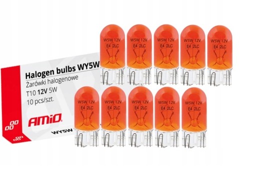 AMIO ŽIAROVKA 12V WY5W T10 5W W2.1X9.5D ORANŽOVÁ - 10 KS