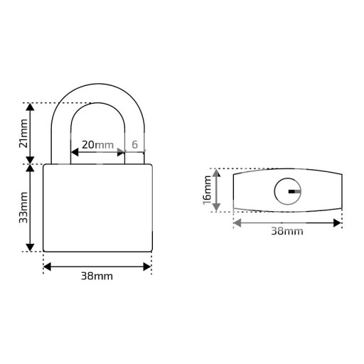 Liatinový visiaci zámok Atom 40mm / blister kódovaný kľúč