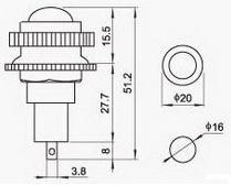 Lampa / indikátor, modrá LED sada, 6,3V